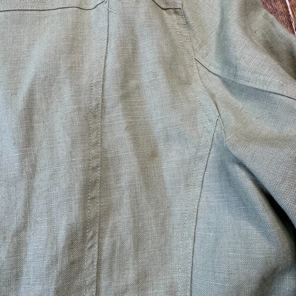 Tribal Women’s 100% Linen Sage Green Button Up Jacket XL and Striped Capri Sz 16 - Picture 14 of 14